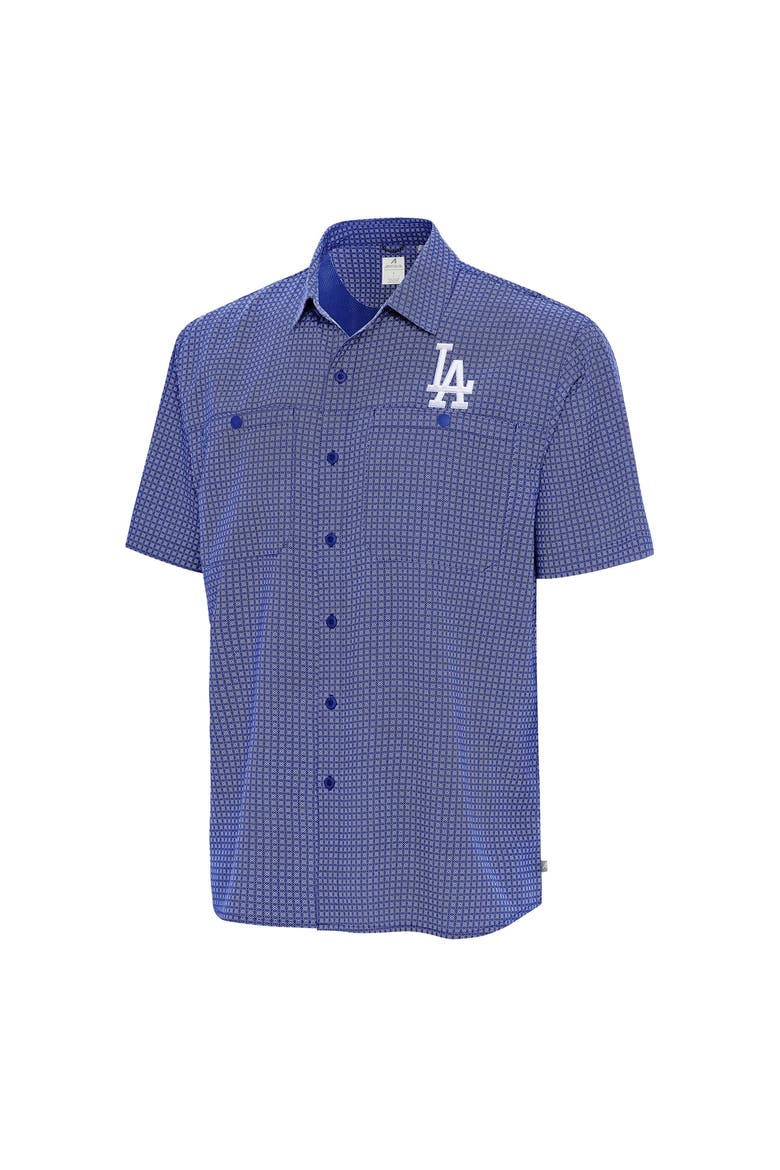 Men's Antigua Royal Los Angeles Dodgers Mosaic Button-Up Shirt, Alternate, color, Royal