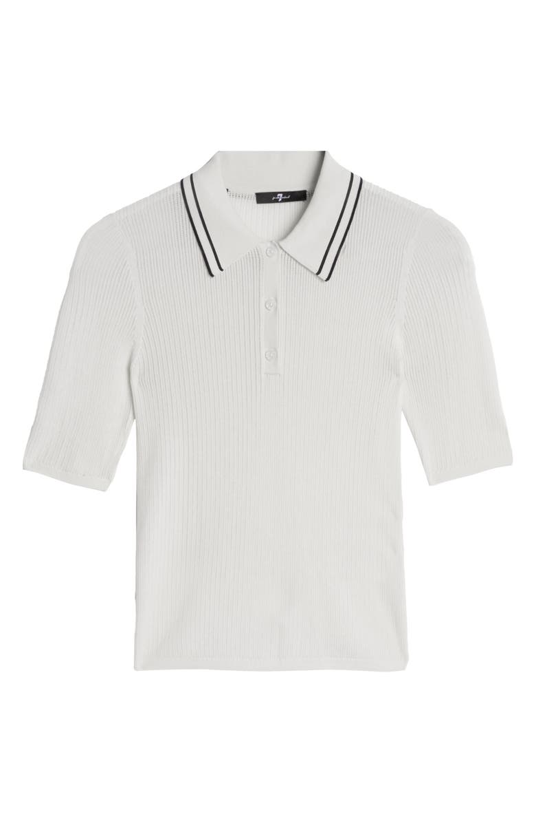 7 For All Mankind Piped Rib Polo Sweater, Alternate, color, White