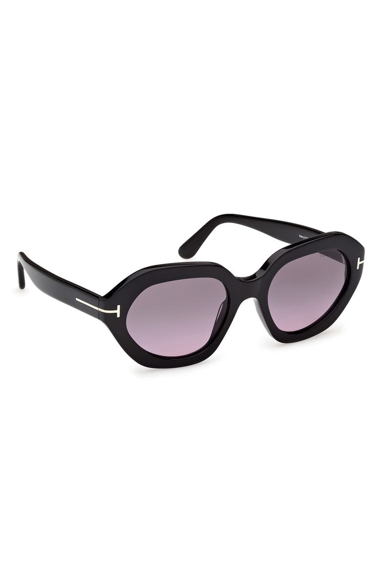 TOM FORD Meryl 53mm Gradient Geometric Sunglasses, Alternate, color, Shiny Black / Smoke Purple