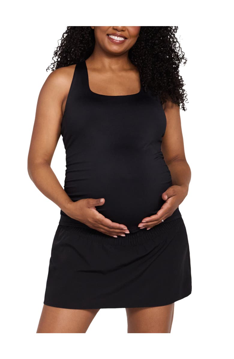 MOTHERHOOD MATERNITY Scoop Neck Racerback Active Tank with Support, Main, color, Black