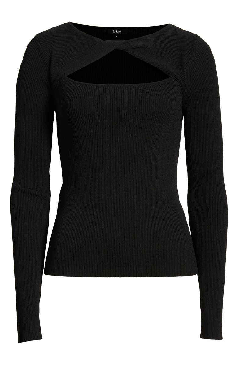 Rails Erina Rib Twist Front Cutout Top, Alternate, color, Black
