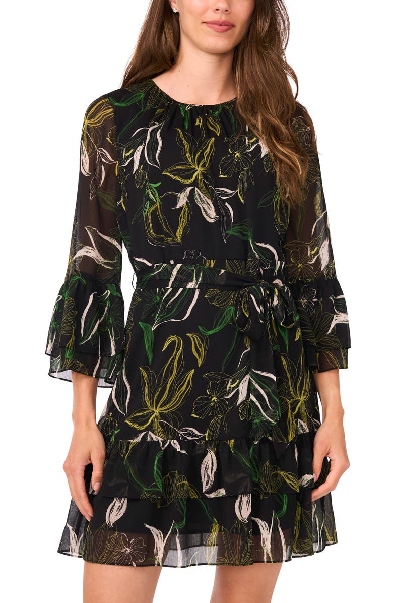 Halogen<sup>®</sup> Ruffle Minidress, Alternate, color, Rich Black