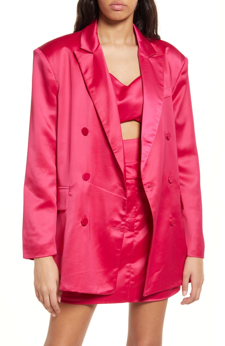Amy Lynn Oversized Satin Double Breasted Blazer, Main, color,