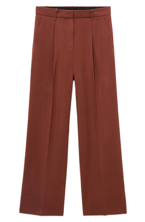 Mango Modal Blend Straight Leg Pants In Brown