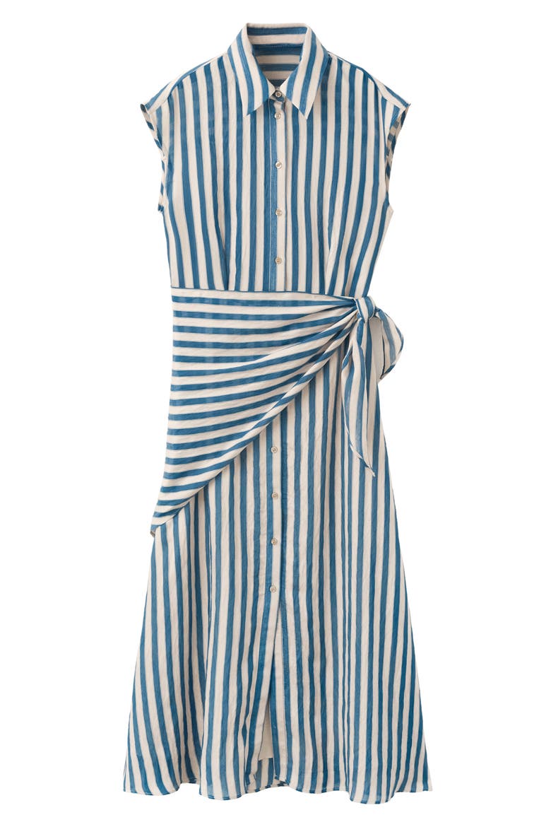 Striped Shirtdress with Sash, Alternate, color, BLUE