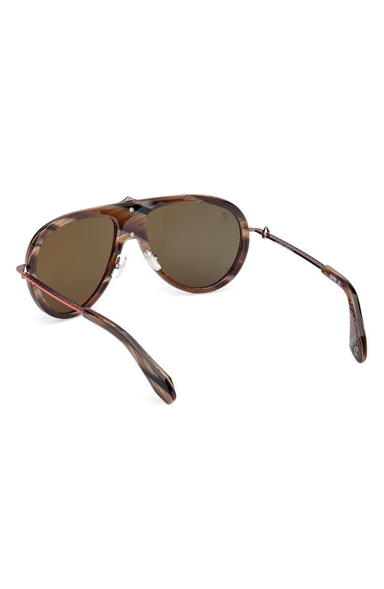 Christian Louboutin Greggo 61mm Pilot Sunglasses, Alternate, color, Brown Horn / Bronze Temple Red