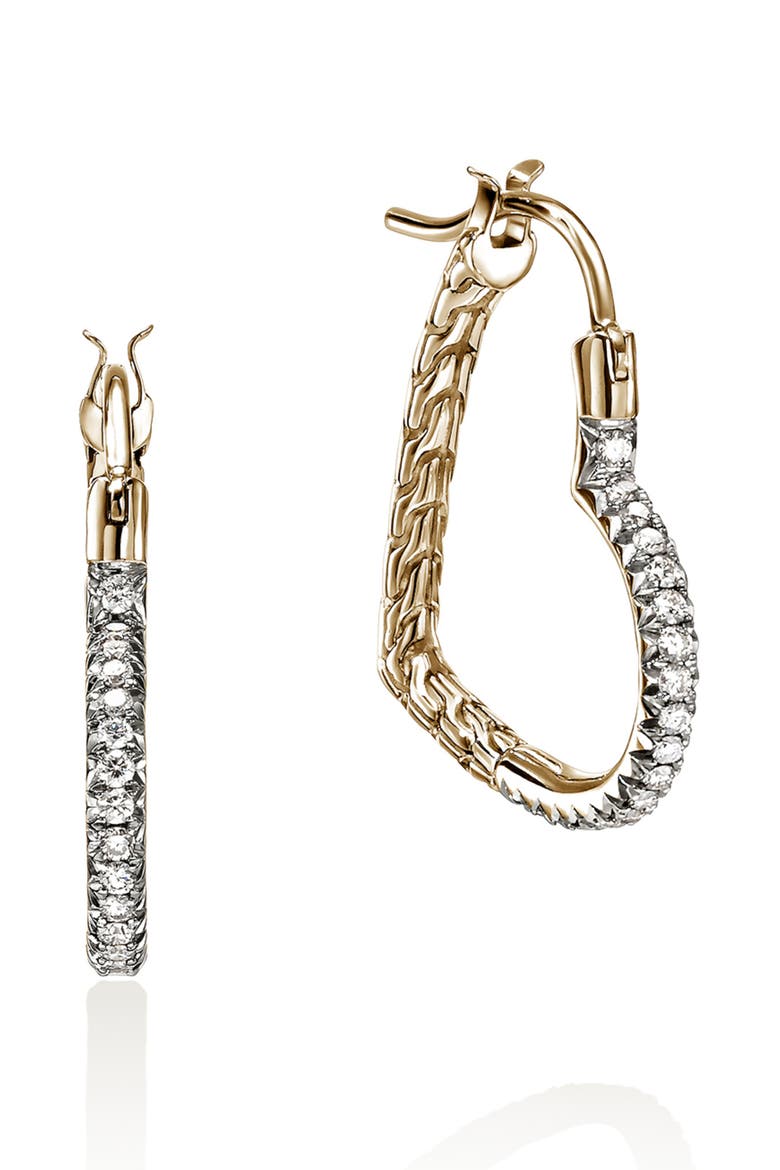 Essentials Heart Pavé Hoop Earrings, Main, color, GOLD