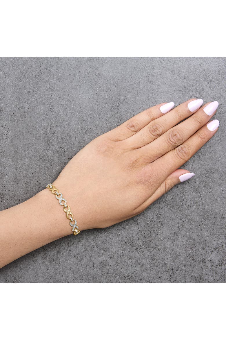 Gold Vermeil 1/10 Cttw Diamond Infinity Link Bracelet, Alternate, color, Silver