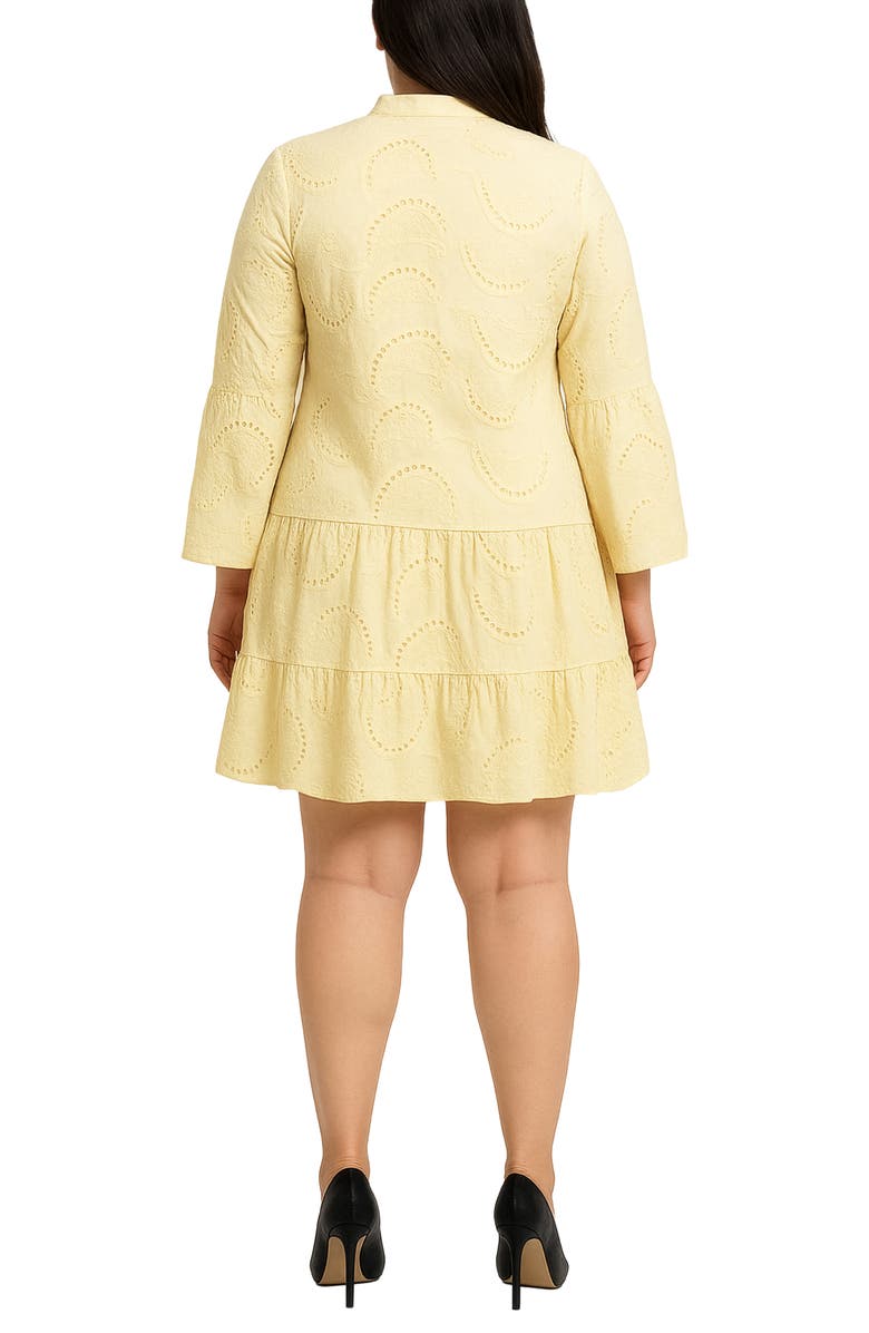 Standards & Practices Bell Sleeve Eyelet Tiered Dress, Alternate, color, Yellow