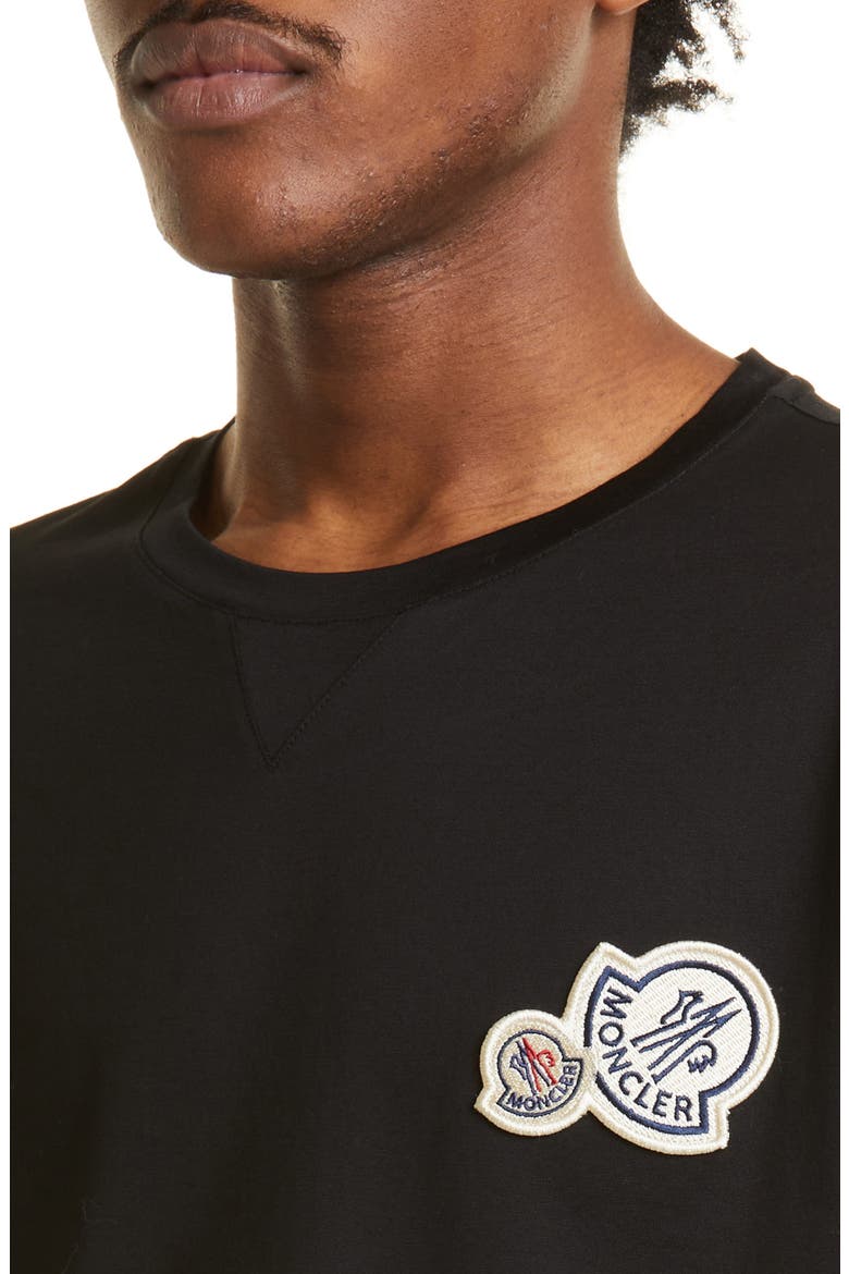 Double Logo Patch T-Shirt, Alternate, color, BLACK