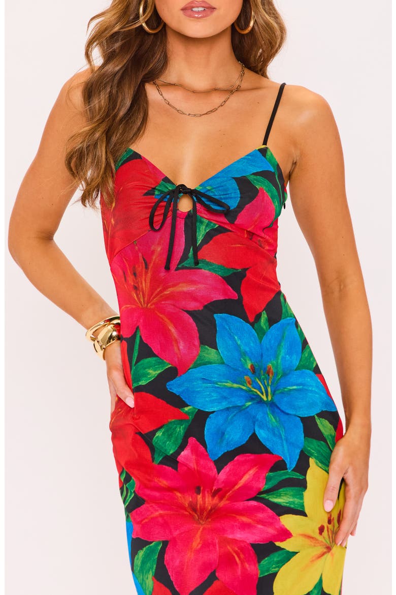Radiant Floral Body-Con Midi Dress, Alternate, color, RED/ BLUE/ BLACK MULTI