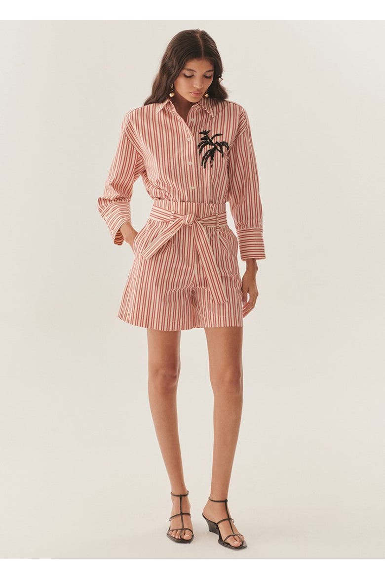 Raegan Striped Shorts, Alternate, color, RED