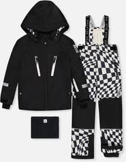 Deux par Deux Teknik Checkered Hood Jacket & Reinforced Pants Two Piece Snowsuit