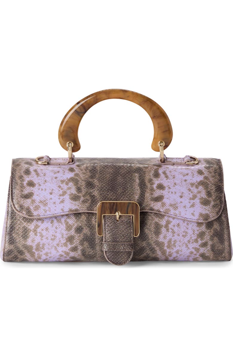 Brahmin Dayan Snakeskin Embossed Leather Satchel, Alternate, color, Sheer Lavender