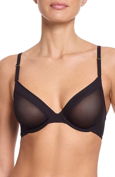 Underwire Unlined Mesh Plunge Bra