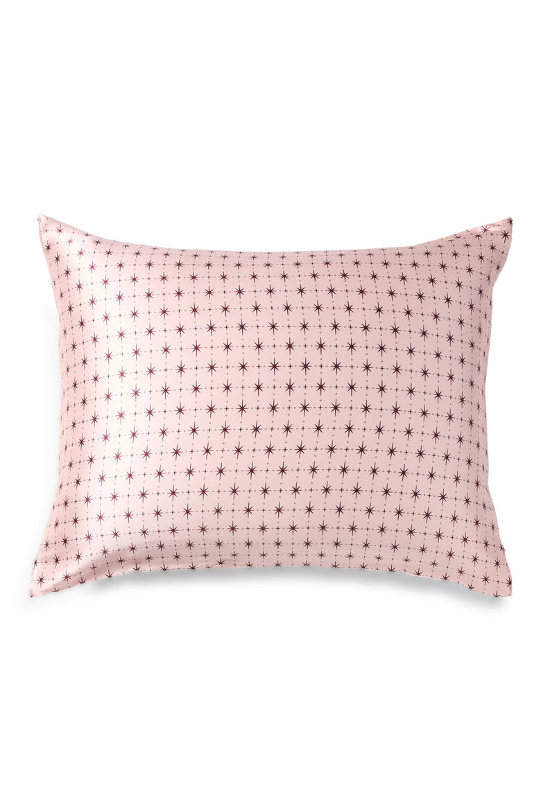 Washable Silk Pillowcase, Main, color, PINK HINT STARBURST