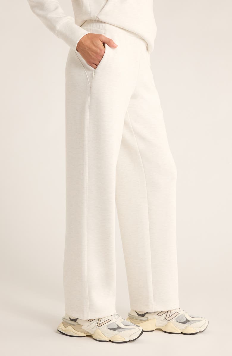 Zella Cozy Scuba Knit High Waist Straight Leg Pants, Alternate, color, Beige Ivory Heather