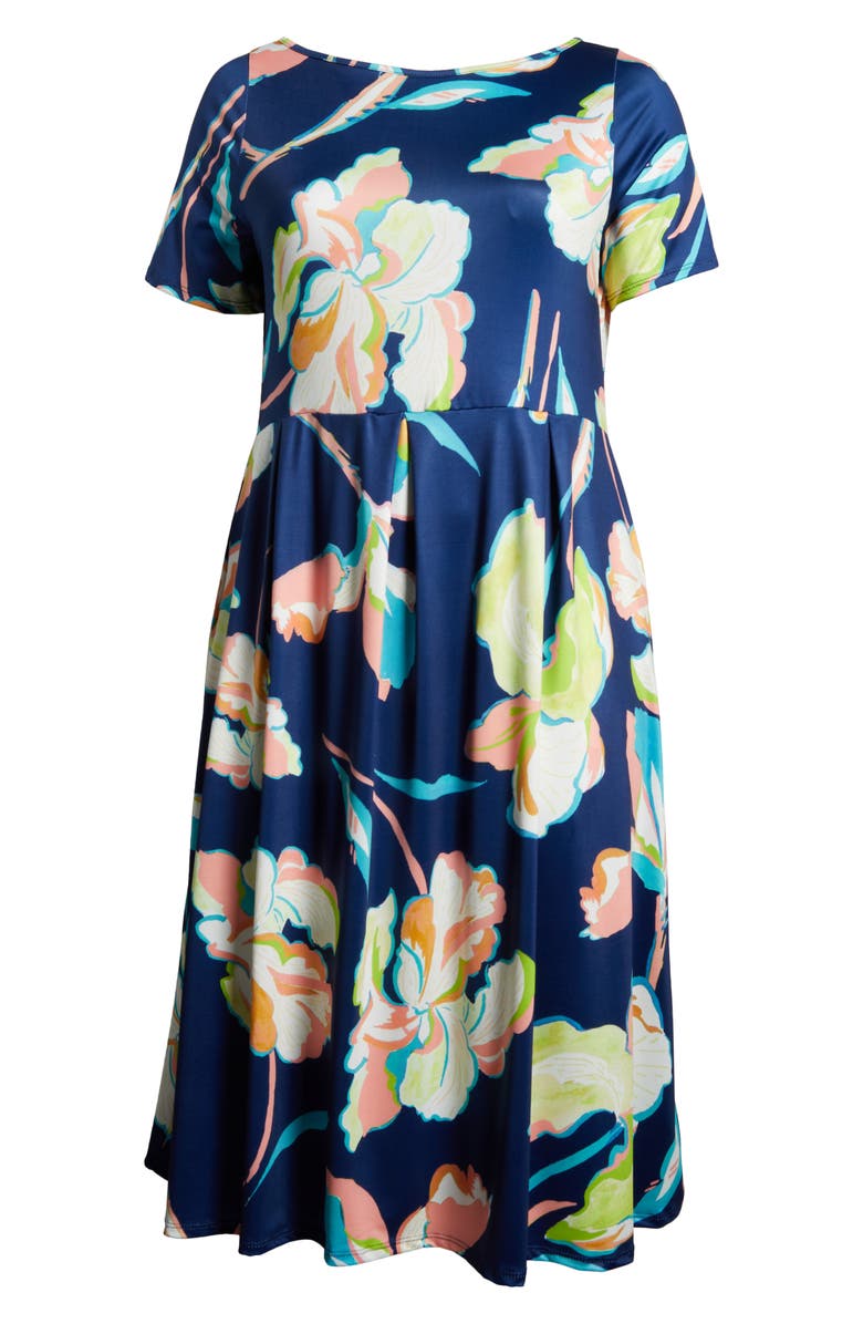 24seven Comfort Apparel Floral Jersey Midi Dress, Alternate, color, 