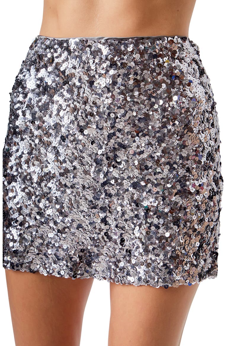 Multi Sequin Miniskirt, Alternate, color, METAL