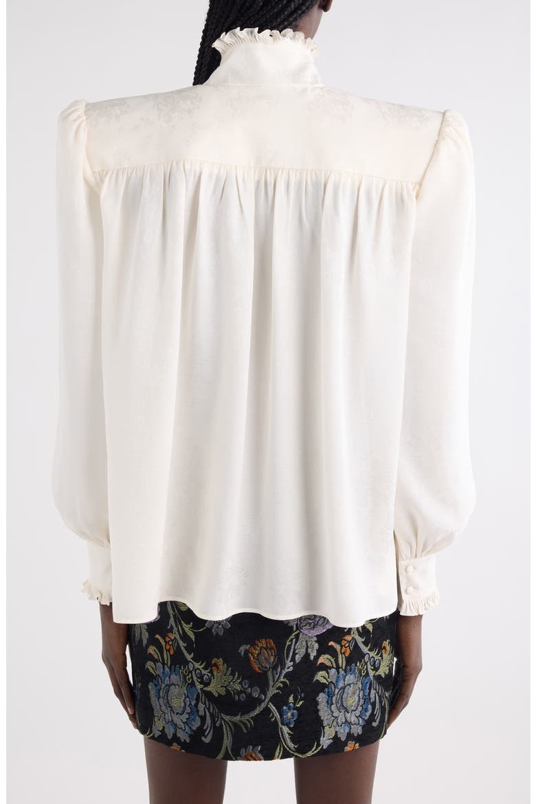 Floral Long Sleeve Organic Silk Button-Up Top, Alternate, color, ICONIC MILK