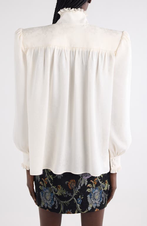 Chloé Floral Long Sleeve Organic Silk Button-up Top In White