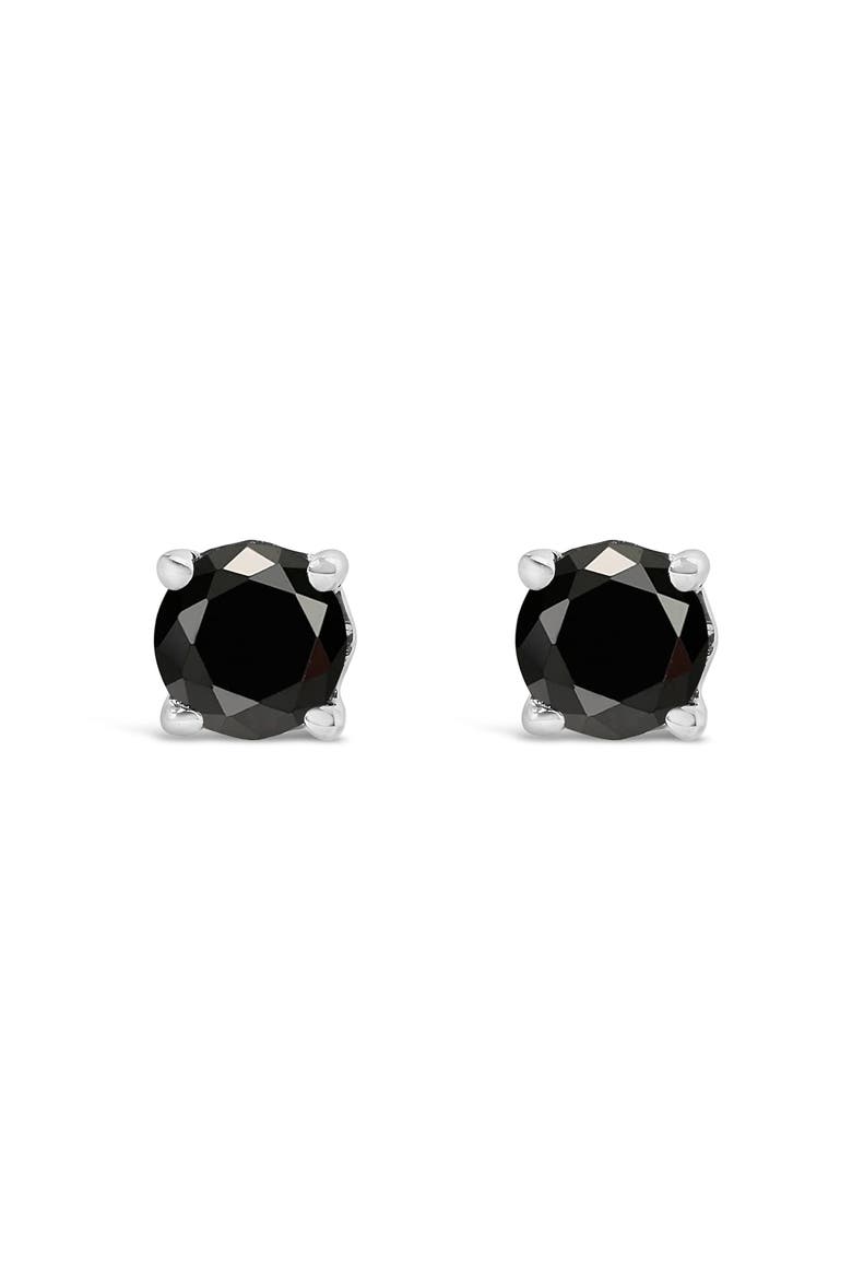 .925 Sterling Silver 1/4 Cttw Black Diamond Solitaire Stud Earrings, Main, color, Silver