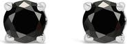 Haus of Brilliance .925 Sterling Silver 1/4 Cttw Black Diamond Solitaire Stud Earrings