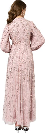Occasion Modest Embellished Sequin Beaded High Neck Evening Dress