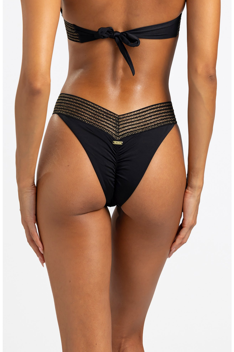 Addie Skimpy Bikini Bottom, Alternate, color, Black / Gold