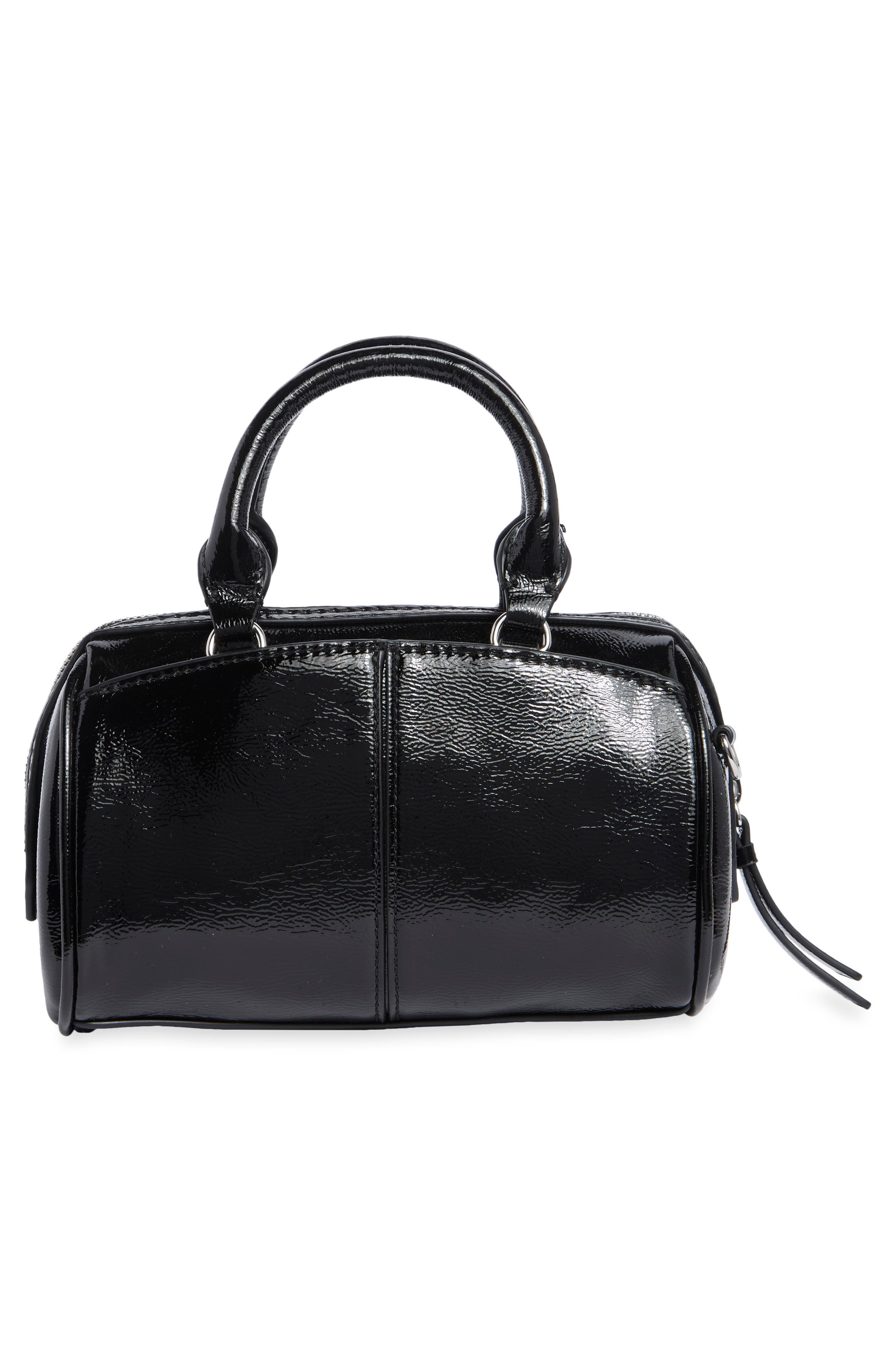 Genevieve Faux Leather Crossbody, Alternate, color, BLACK/ SILVER