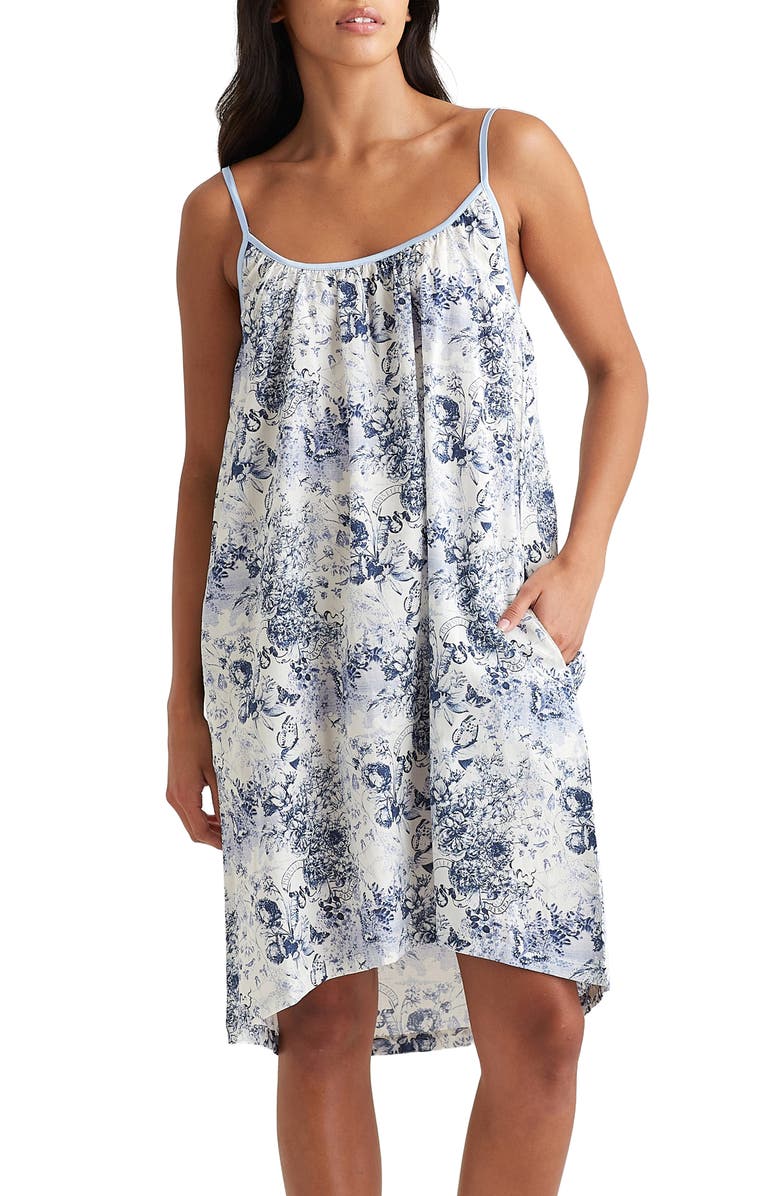 Papinelle Toile de Jouy Strappy Cotton Sateen Nightgown, Main, color, 
