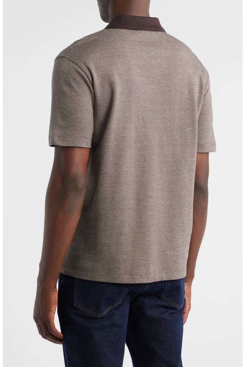 Johnny Collar Heathered Cotton Piqué Polo, Alternate, color, BROWN