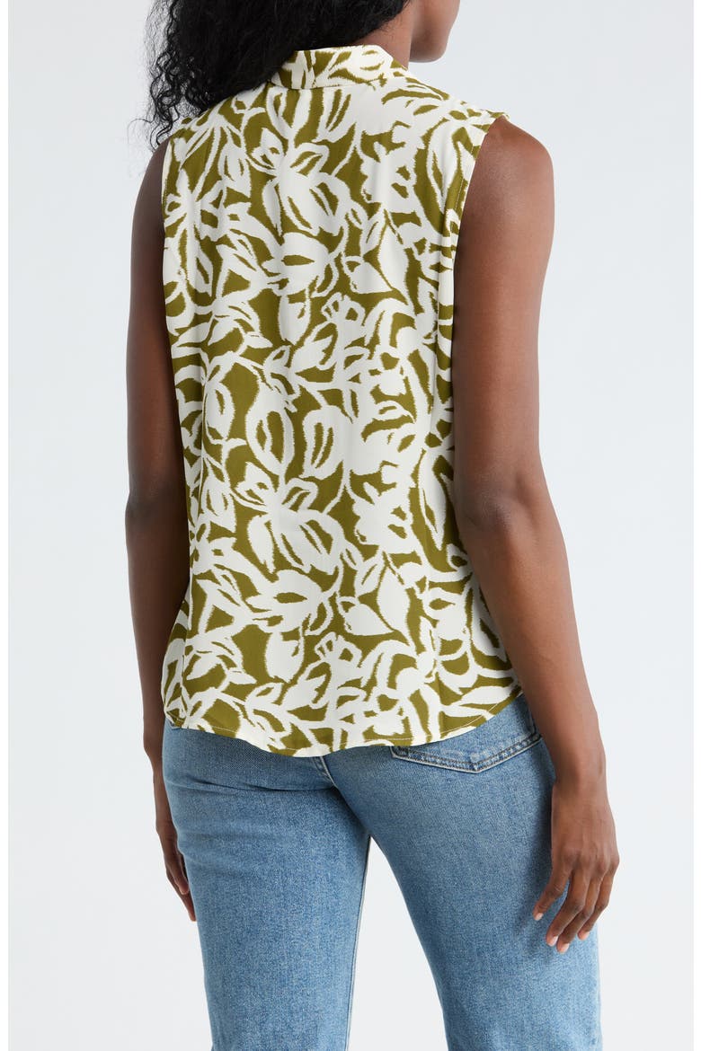 V-Neck Sleeveless Woven Shell Top, Alternate, color, GREEN- IVORY SYLVIE ABSTRACT