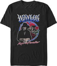 Waylon Jennings Mens Waylon Jennings Rose In Paradise T Shirt