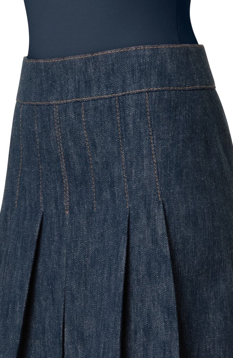 Akris punto Pleated Denim Miniskirt, Alternate, color, 