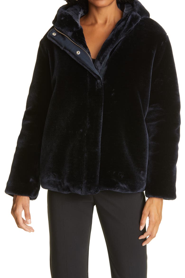 Samsøe and Samsøe Hooded Fleece Jacket, Main, color, MIDNIGHT NAVY