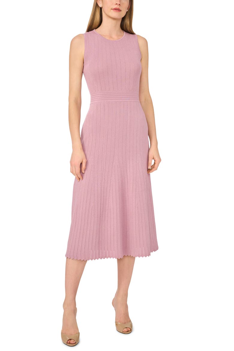 Sleeveless Pointelle A-Line Sweater Dress, Main, color, ORCHID