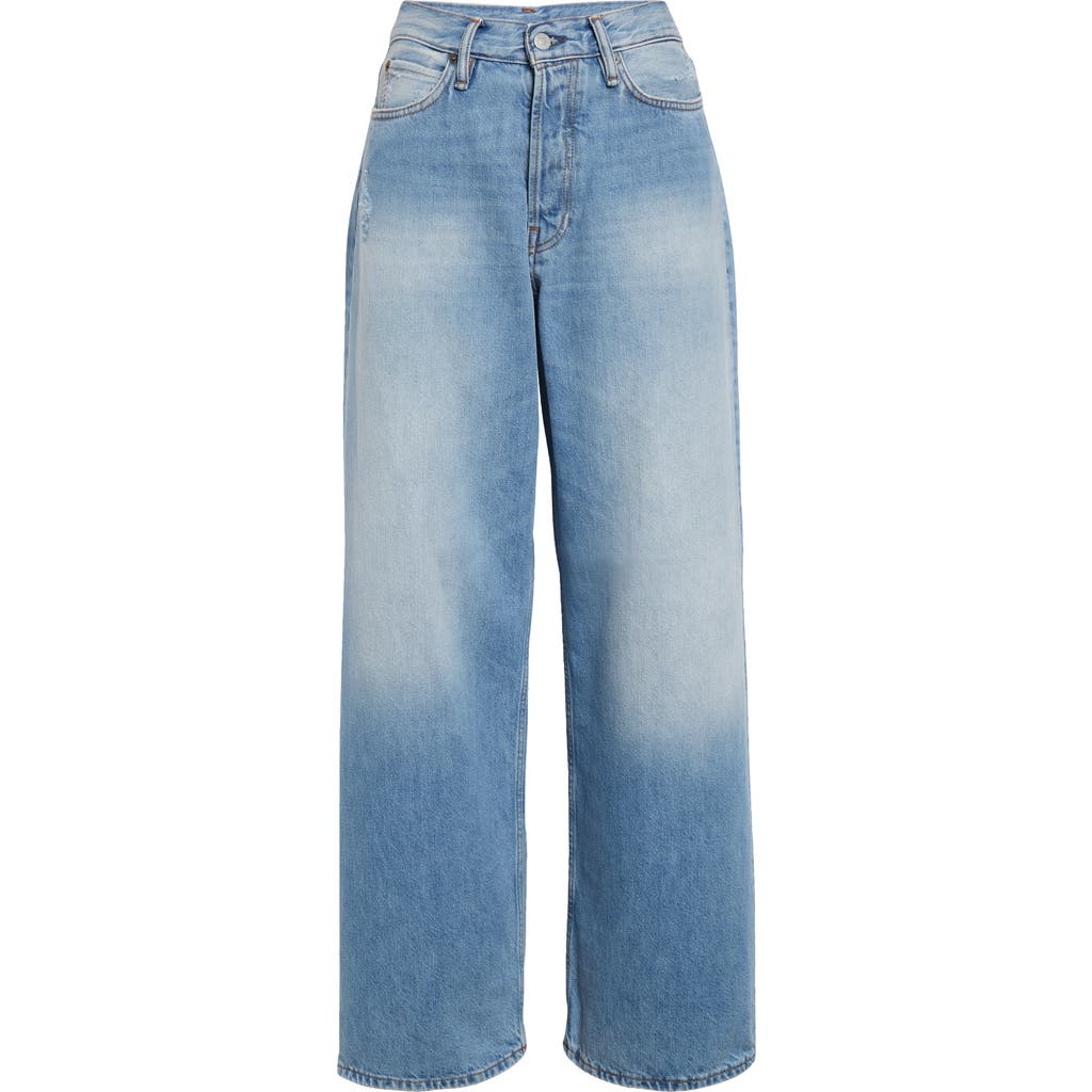 Acne Studios Devon Dirty Halo Coated Denim Minidress In Mid Blue