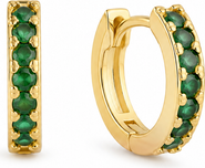 Erin McDermott Jewelry Green Gemstone and Gold Huggies
