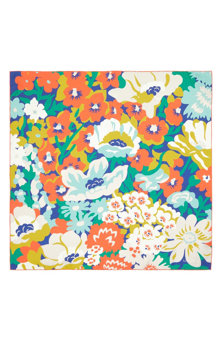 Liberty London Lord Thorpe Silk Square Scarf, Main, color, Orange Multi