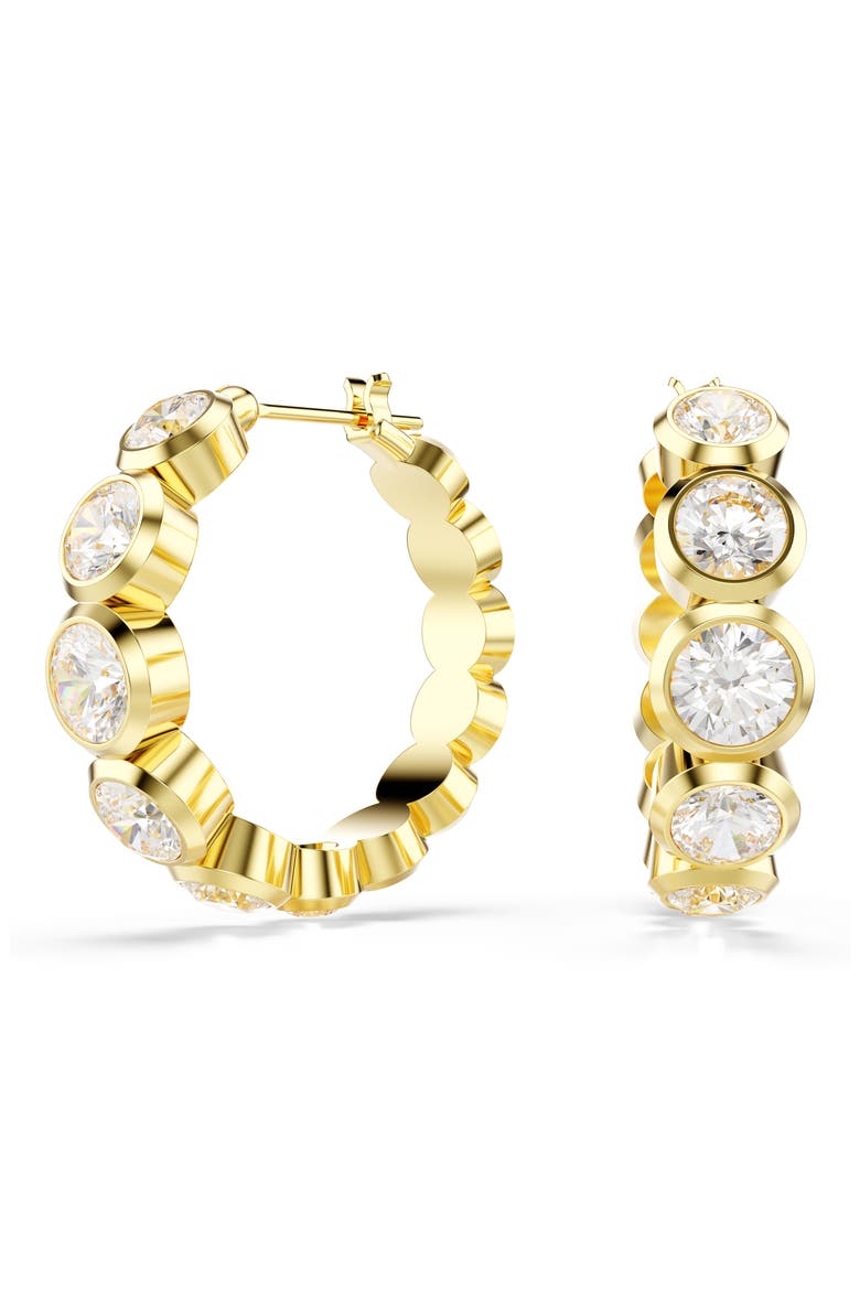 Imber Crystal Hoop Earrings, Main, color, WHITE/ GOLD