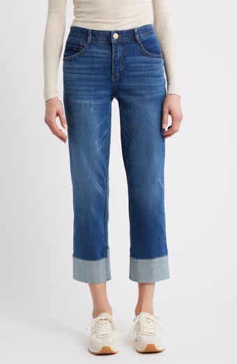 High Waist Cuff Hem Jeans
