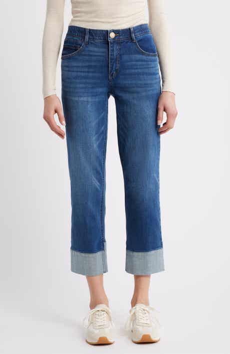 High Waist Cuff Hem Jeans