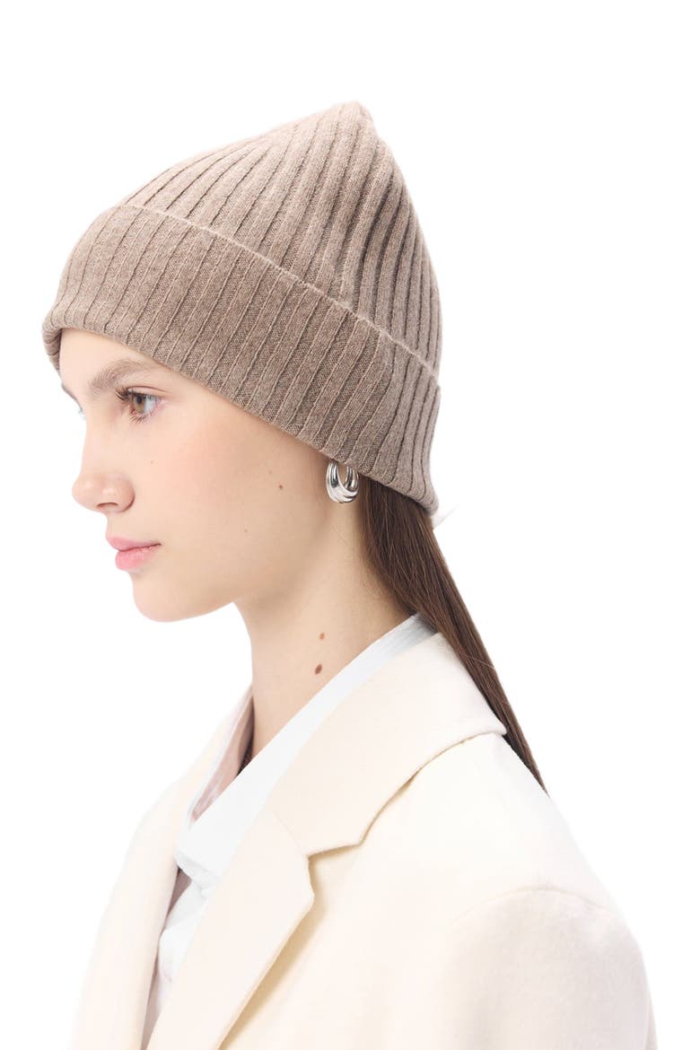 Cashmere Rib Knit Hat, Alternate, color, taupe