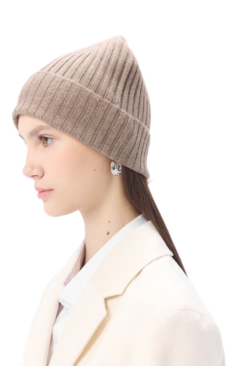 GOBI Mongolian Cashmere Cashmere Rib Knit Hat, Alternate, color, Taupe
