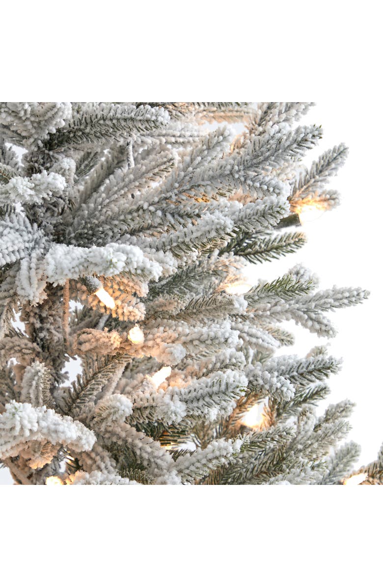 NEARLY NATURAL 3-ft Flocked Fraser Fir Artificial Christmas Tree with 200 Warm White Lights and 481 Bendable Branches, Alternate, color, White