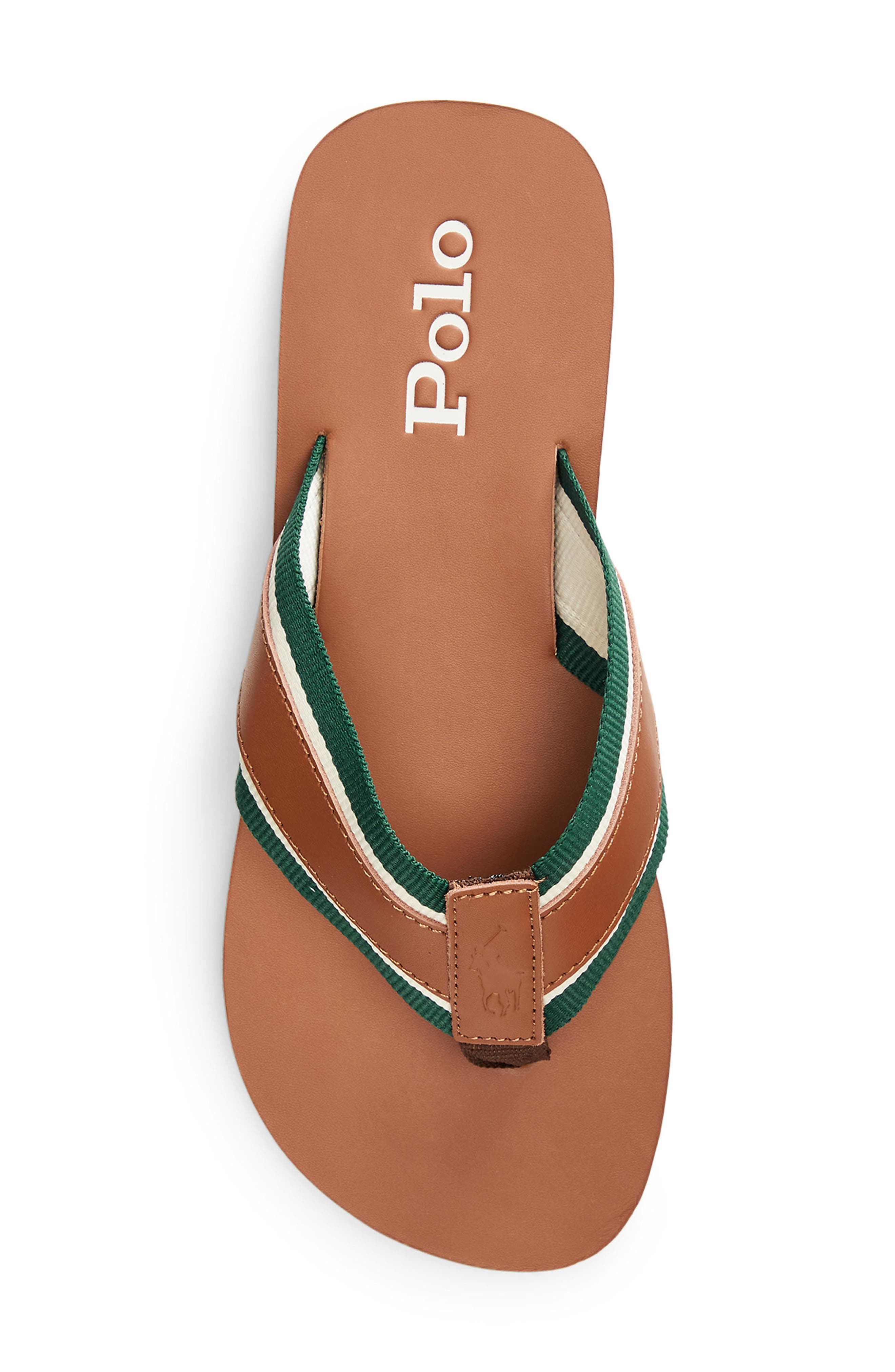 Ralph Lauren Bolt Flip Flop, Alternate, color, Polo Tan/ New Forest/ Ecru