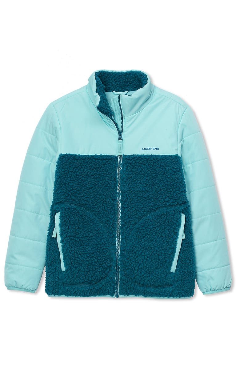 Lands' End Kids Water Resistant Mixed Media Insulated Jacket, Main, color, Blue Aqua Splash