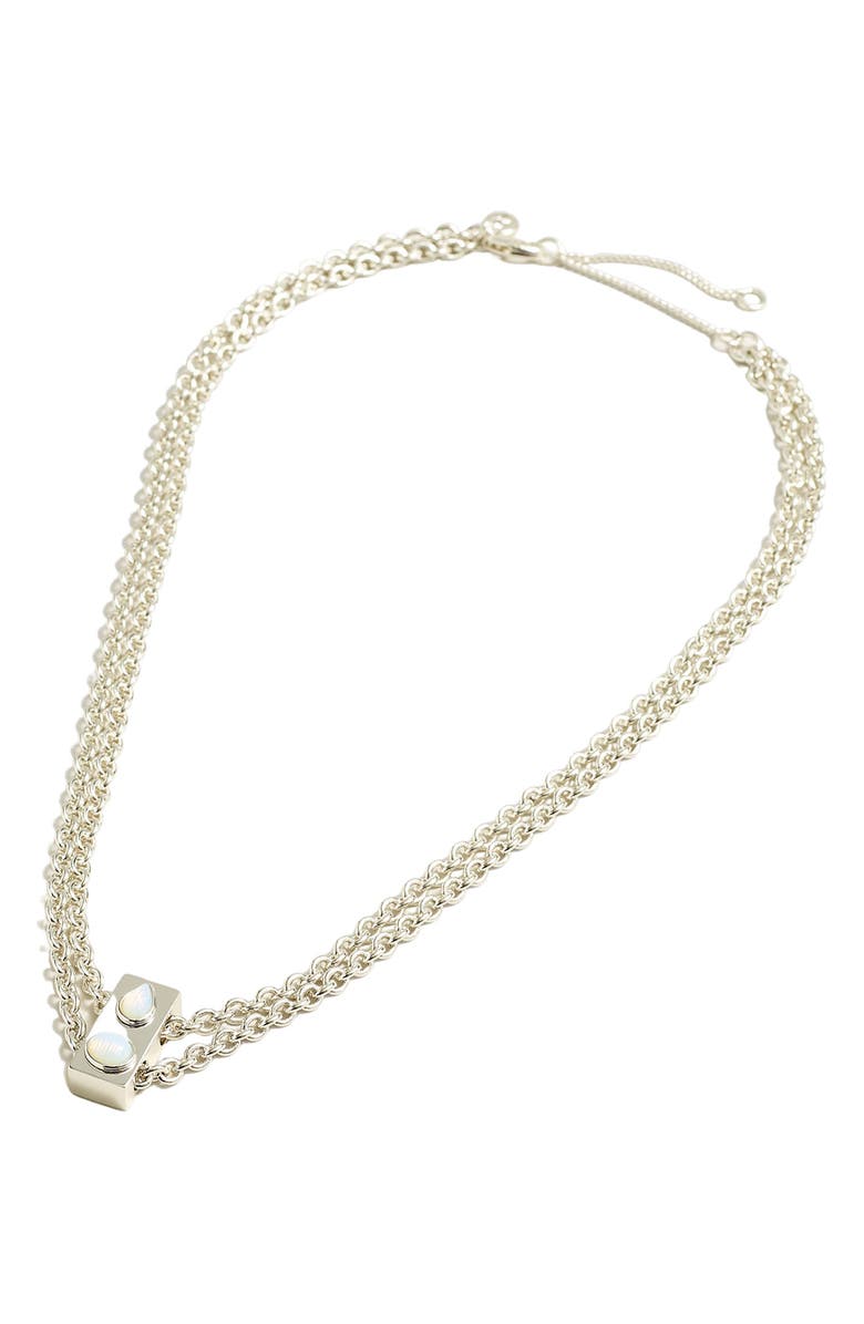 Madewell Stone Collection White Opal Double Chain Necklace, Main, color, 