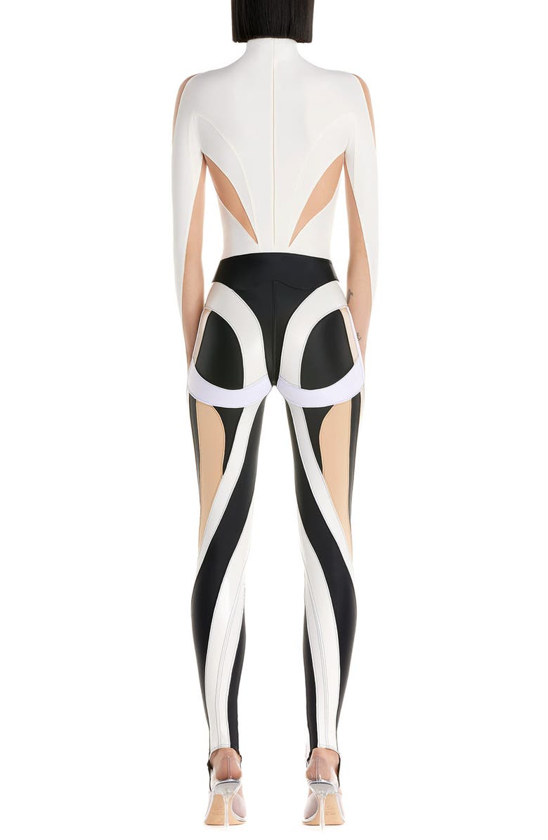 MUGLER Illusion Off the Shoulder Bodysuit, Alternate, color,